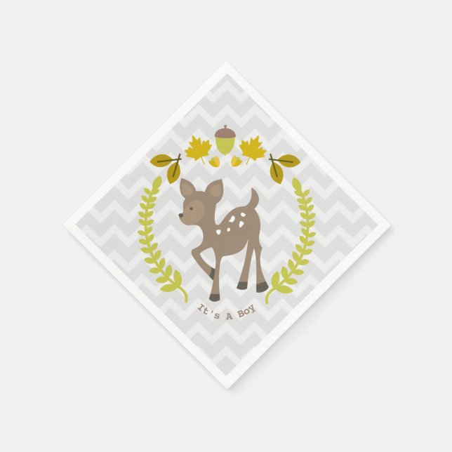 Servilleta De Papel Deer Modern Boy Baby Shower Napkins (Borde)