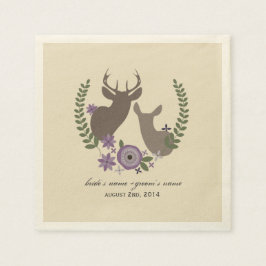 Servilleta De Papel Deer + Púrpura Boda Floral