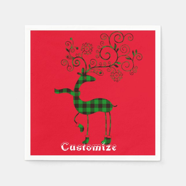 Servilleta De Papel Deer Thunder_Cove, Navidades con manto de búfalo (Anverso)