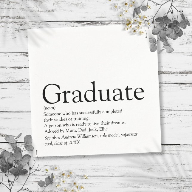 Servilleta De Papel Definición de Graduado Divertido Moderno (Graduate Definition Fun Modern Napkins)