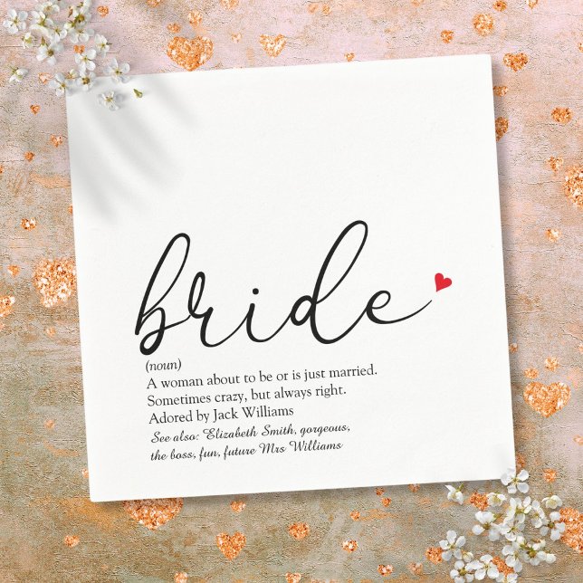 Servilleta De Papel Definición de Novia Chic, Script Divertido para De (Chic Bride Definition Bridal Shower Script Fun Napkins)