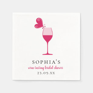 Servilleta De Papel Degustación de Vino Rosado Butterfly Bridal Shower