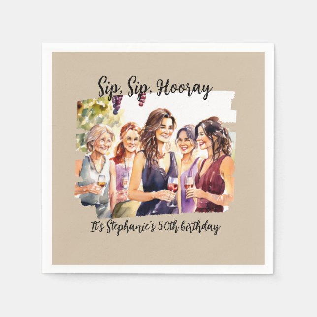 Servilleta De Papel Degustación divertida de vino en otoño 50 cumpleañ (Anverso)