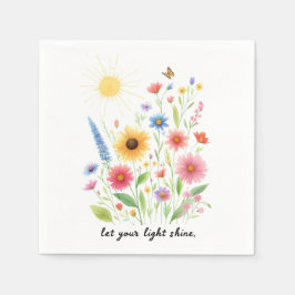 Servilleta De Papel Deja que tu luz brille flores y sol