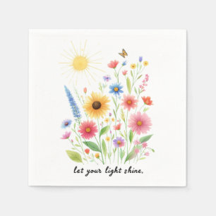 Servilleta De Papel Deja que tu luz brille flores y sol