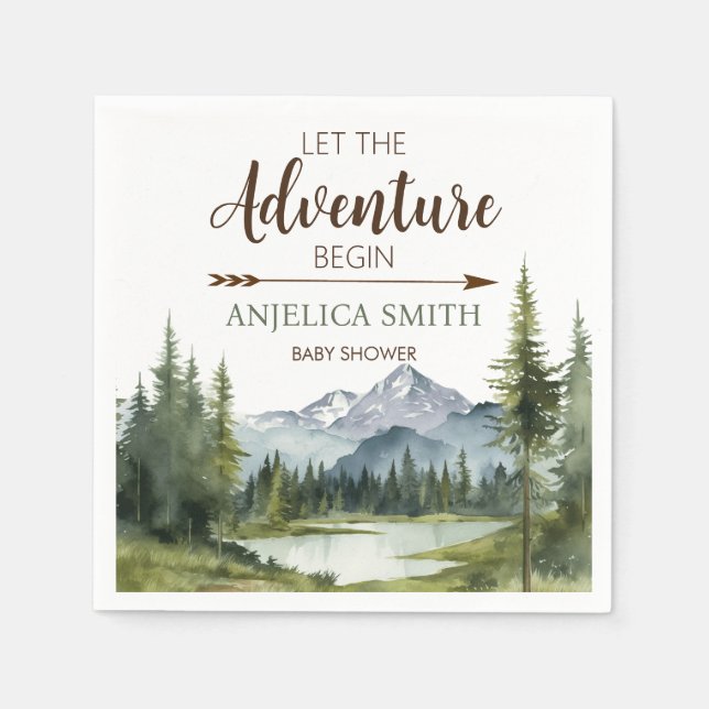 Servilleta De Papel Dejemos que la aventura empiece el Baby Shower rús (Anverso)