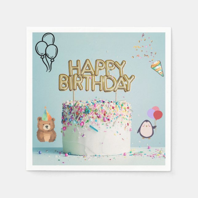 Servilleta De Papel Dejemos que la fiesta de cumpleaños vaya con nuest (Anverso)