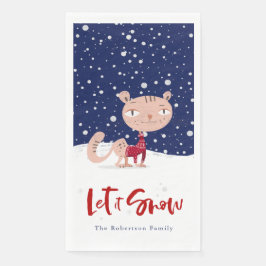 Servilleta De Papel Déjenla nieve - Gato lindo en suéter invernal