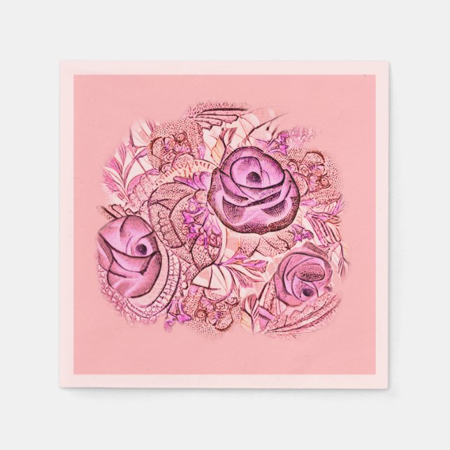 Servilleta De Papel Dekorative Rosen und Spitzen (Anverso)