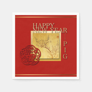Servilleta de papel del Año Nuevo 2019 chinos del