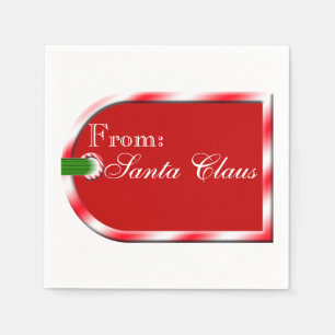 Servilleta De Papel Del diseño de la etiqueta de regalo de Santa Claus