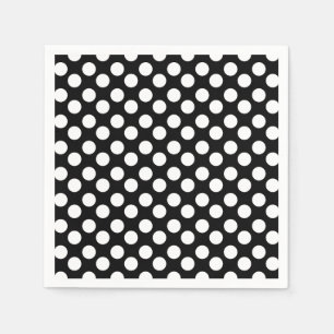 Servilleta de papel del lunar blanco y negro