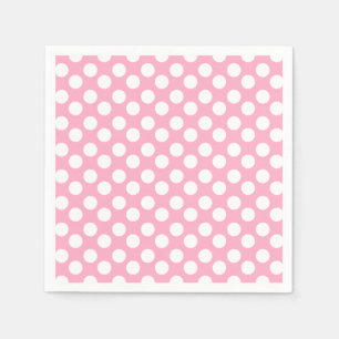 Servilleta de papel del lunar rosado y blanco