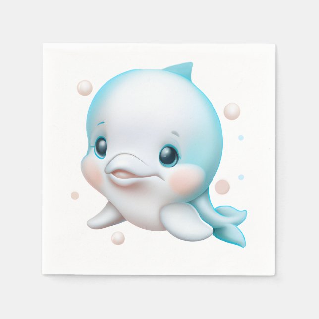 Servilleta De Papel Delfín bebé azul (Anverso)