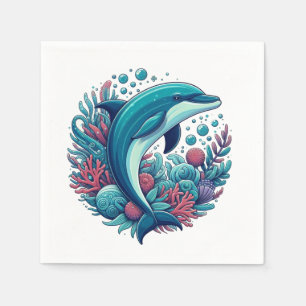 Servilleta De Papel Delfín cutáneo, costero/náutico