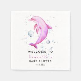 Servilleta De Papel Delfín de acuarela BIENVENIDO a la fiesta de baby 