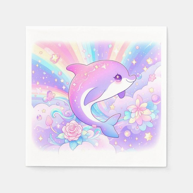 Servilleta De Papel Delfín dulce encantado Baby Shower (Anverso)