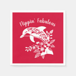 Servilleta De Papel Delfín hawaiano en el fabuloso rojo del cerezo