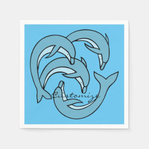 Servilleta De Papel Delfines azules circulando en círculos Thunder_Cov