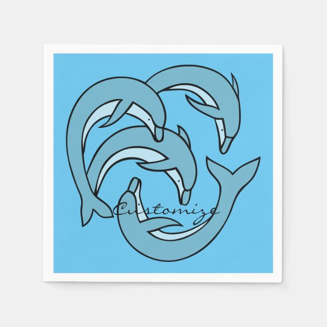 Servilleta De Papel Delfines azules circulando en círculos Thunder_Cov (Anverso)