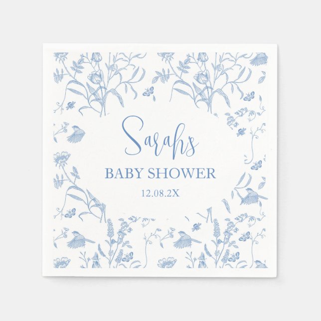 Servilleta De Papel Delft Blue Chinoiserie Baby Shower Boy (Anverso)