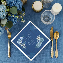 Servilleta De Papel Delft Blue White Chinoiserie Floral Bridal Shower 