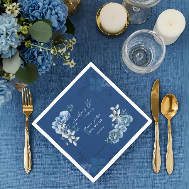 Servilleta De Papel Delft Blue White Chinoiserie Floral Bridal Shower  (Subido por el creador)