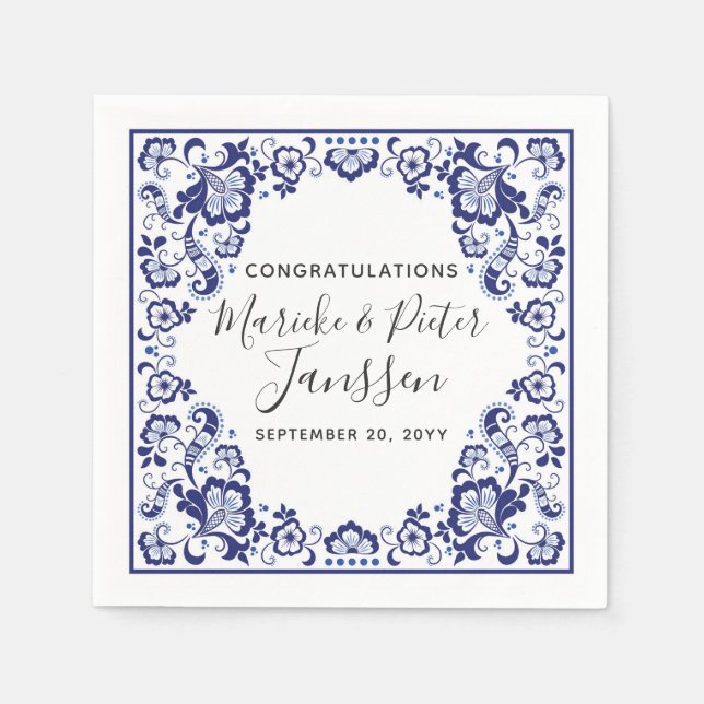 Servilleta De Papel Delfts Blauw Delft Blue Dutch Boda Cena (Anverso)
