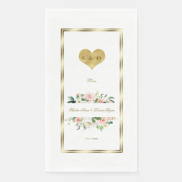 Servilleta De Papel Delicada acuarela Boda dorado de color blanco rosa