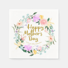 Servilleta De Papel Delicada acuarela Floral Feliz Día de las Madres