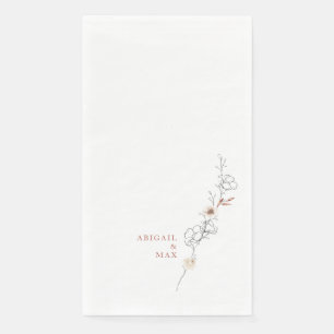 Servilleta De Papel Delicada Canela Floral Texto Boda Blanco