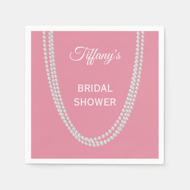 Servilleta De Papel Delicada ducha de novias de Perlas Rosadas (Anverso)