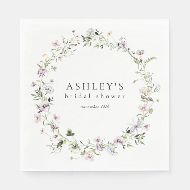 Servilleta De Papel Delicada ducha espumosa con lavanda floral (Anverso)