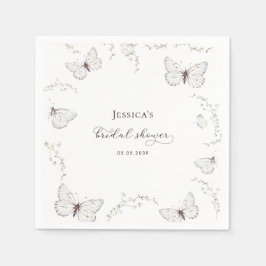 Servilleta De Papel Delicada mariposa blanca Jardín Bridal Ducha