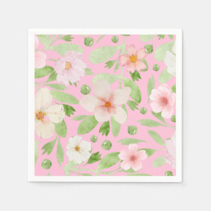 Servilleta De Papel Delicado patrón floral rosa pastel
