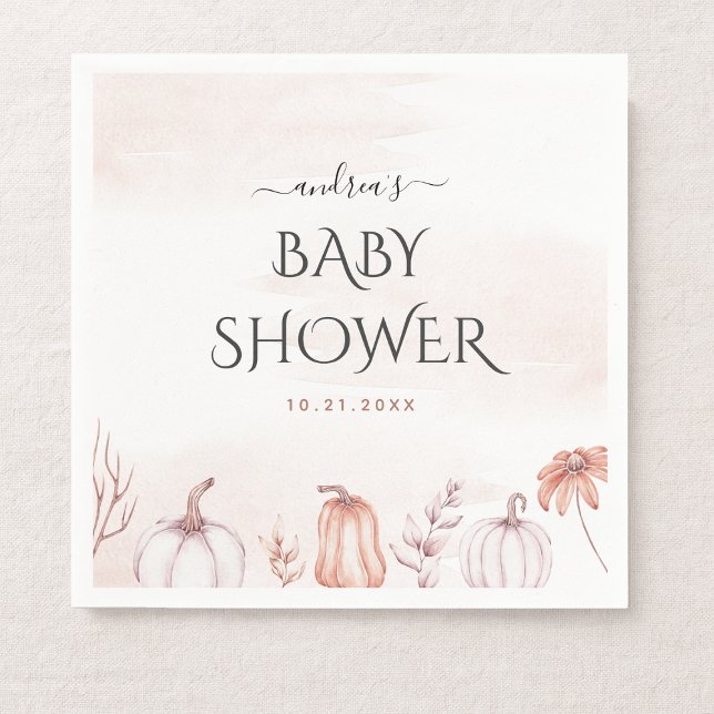Servilleta De Papel Delicado Rubor Warm Tone Fall Pumpkin Baby Shower (Subido por el creador)