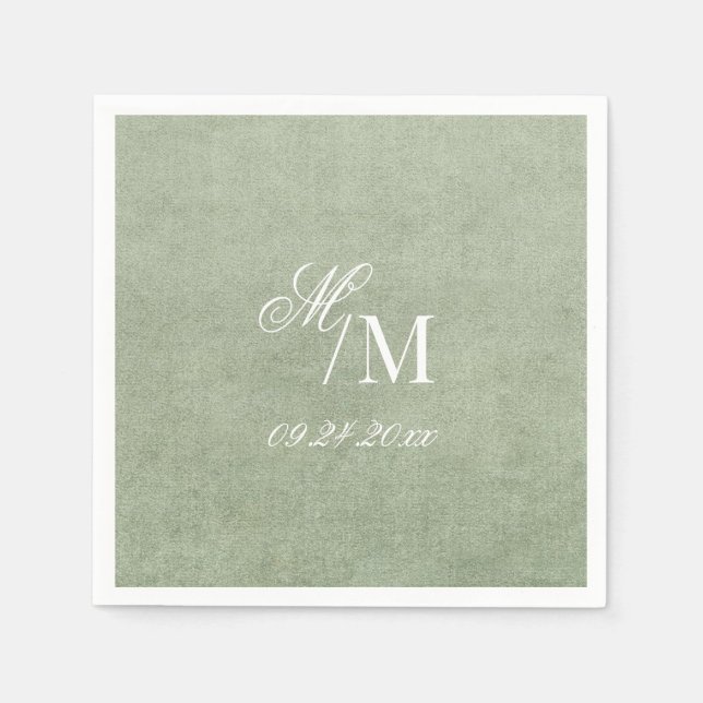 Servilleta De Papel Delicate Elegant Minimal Sage Green Wedding (Anverso)