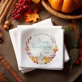 Servilleta De Papel Delicate Fall Wreath Feliz Acción de Gracias