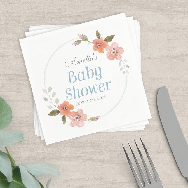 Servilleta De Papel Delicate Floral Blue Boy Baby Shower (Subido por el creador)