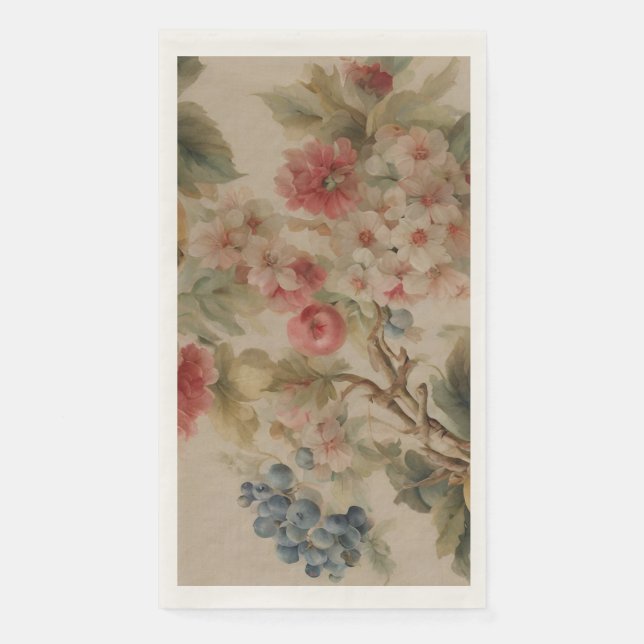 Servilleta De Papel Delicate Flowers and French Fruits. Painted Style (Anverso)
