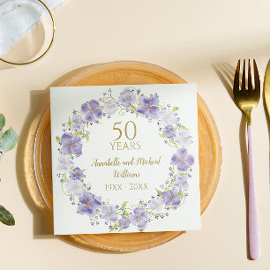 Servilleta De Papel Delicate Lavender Floral Garland 50.º Boda