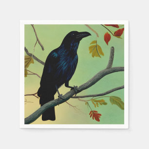 Servilleta De Papel Deliciosa Raven De Diversión En La Rama
