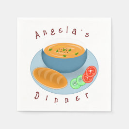 Servilleta De Papel Deliciosa sopa de cena con pan y verduras