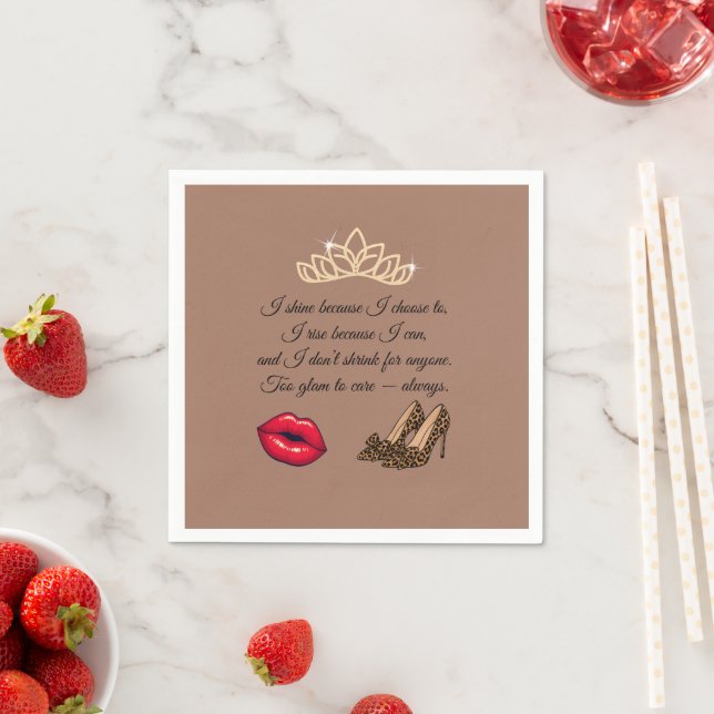Servilleta De Papel Demasiado Glam para Preocuparse – Frase Chic (In situ)