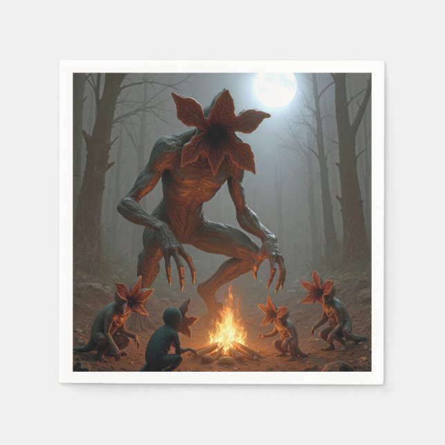 Servilleta De Papel Demogorgon Creatures Around a Campfire (Anverso)