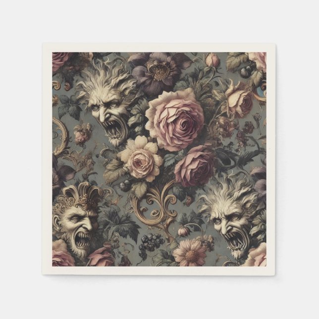Servilleta De Papel Demons of Delinquency – Gothic Floral Design (Anverso)