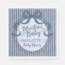 Servilleta De Papel Denim Coquette Bow Blue Jean Baby Shower