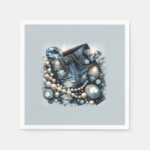 Servilleta De Papel Denim Diamonds & Pearls Jeans Bling Party
