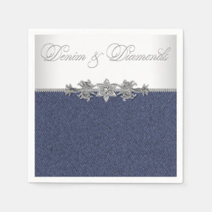 Servilleta De Papel Denim elegante y diamantes