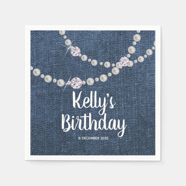 Servilleta De Papel Denim, jeans Cocktail Paper Napkins (Anverso)